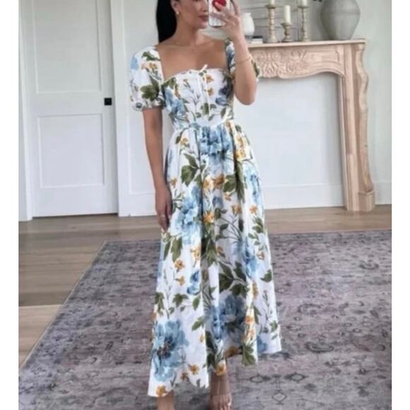 Reformation Marella Linen Dress Botanist Floral Print Size 2 - Picture 9 of 9